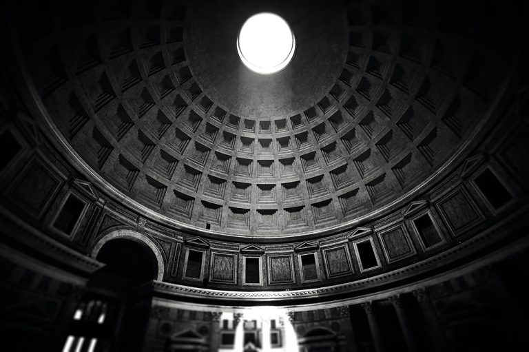 The circular domed cella of the Pantheon in Rome